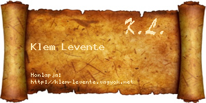 Klem Levente névjegykártya